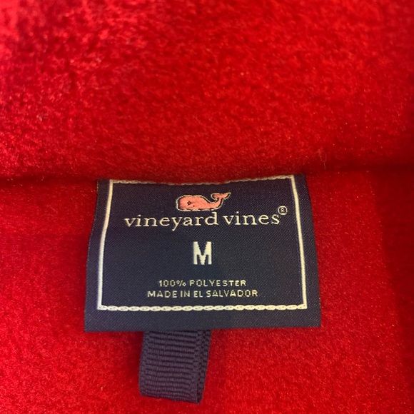 ⭐️ Vineyard Vines Classic Shep Red Navy 1/4 Snap Fleece Pullover medium - Picture 3 of 6